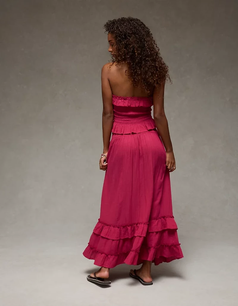 AE Mid-Rise Tiered Ruffle Maxi Skirt