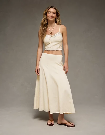 AE Mid-Rise Linen-Blend Maxi Skirt