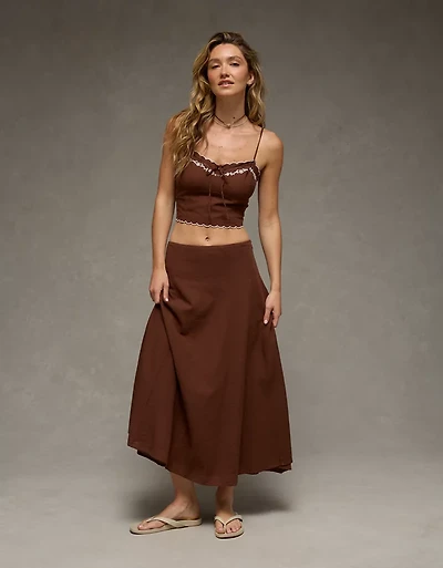 AE Mid-Rise Linen-Blend Maxi Skirt
