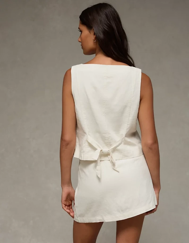 AE Mid-Rise Linen-Blend Mini Skort