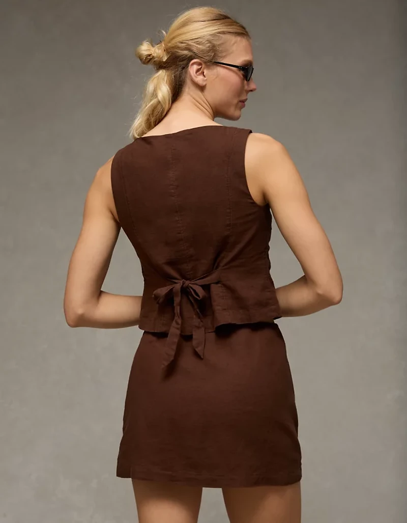 AE Mid-Rise Linen-Blend Mini Skirt