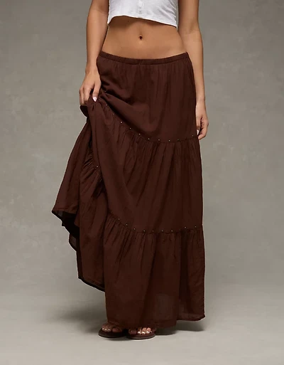 Jupe longue étagée à taille mi-haute AE