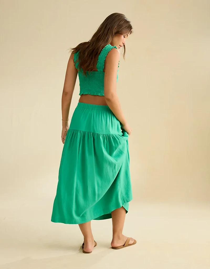 AE Mid-Rise Linen-Blend Maxi Skirt