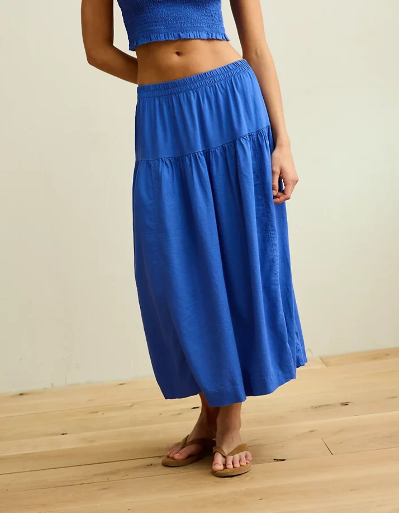 AE Mid-Rise Linen-Blend Maxi Skirt