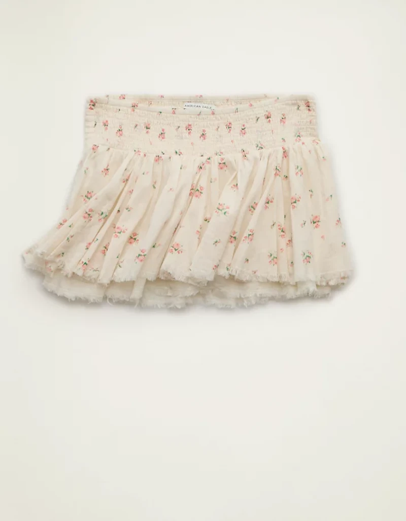 AE Low-Rise Smocked-Waist Micro Skirt