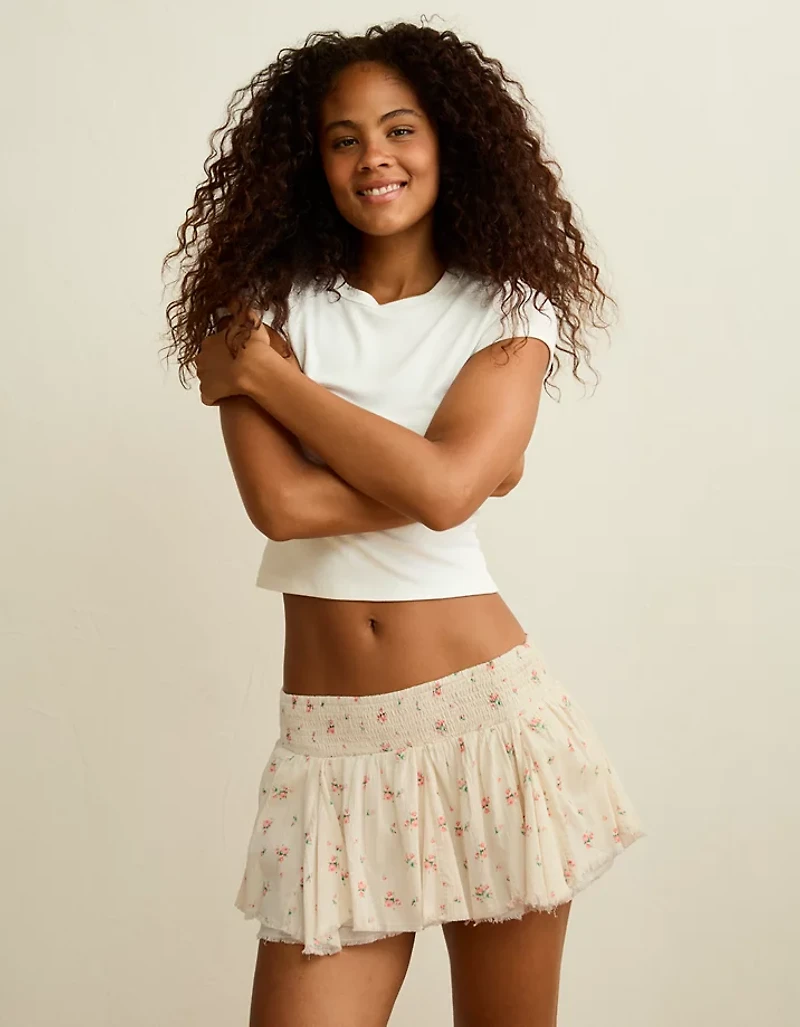AE Low-Rise Smocked-Waist Micro Skirt