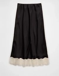 AE Satin Lace Hem Slip Midi Skirt