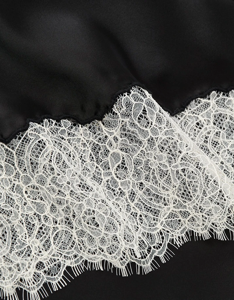 AE Satin Lace Hem Slip Midi Skirt