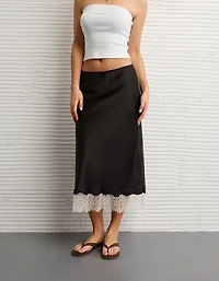 AE Satin Lace Hem Slip Midi Skirt