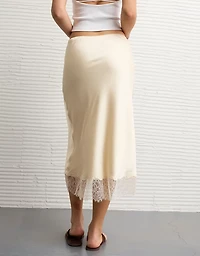 Jupe mi-longue à enfiler avec ourlet en dentelle satinée AE