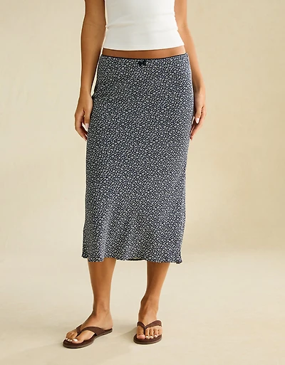 Jupe mi-longue à enfiler taille basse AE