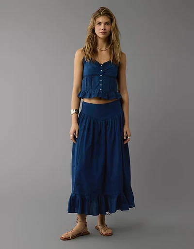 AE High-Waisted Ruffle Maxi Skirt