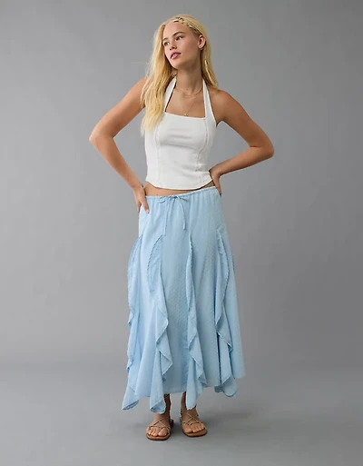 AE High-Waisted Cascade Ruffle Maxi Skirt