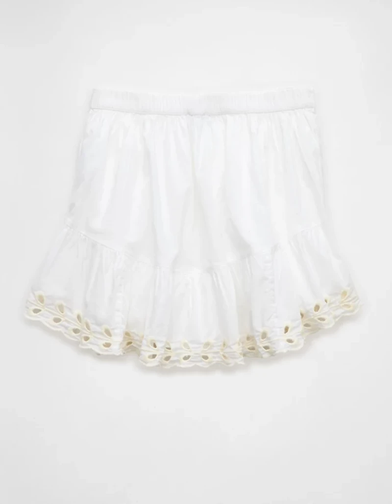AE High-Waisted Embroidered Eyelet Mini Skirt