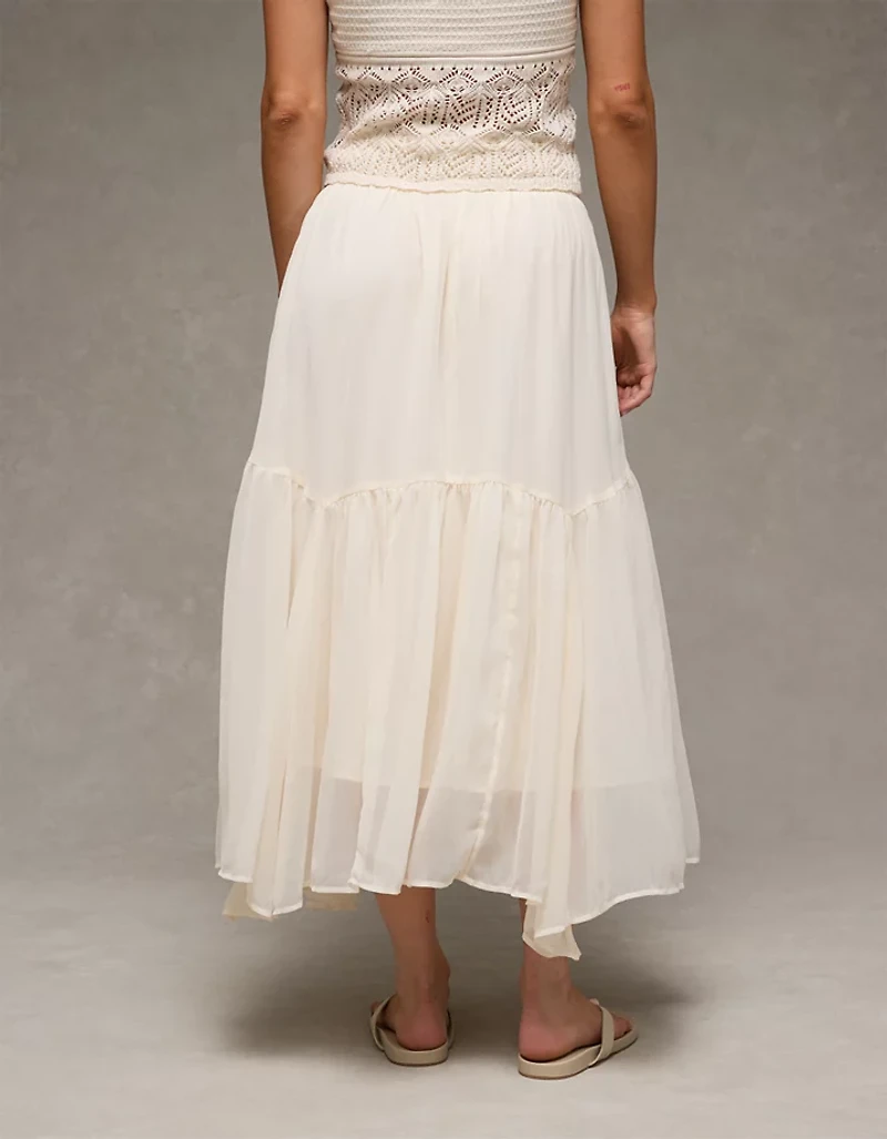 AE Smocked Handkerchief Hem Maxi Skirt