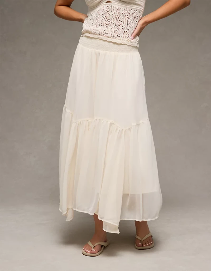 AE Smocked Handkerchief Hem Maxi Skirt