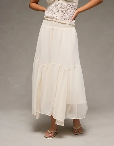 AE Smocked Handkerchief Hem Maxi Skirt