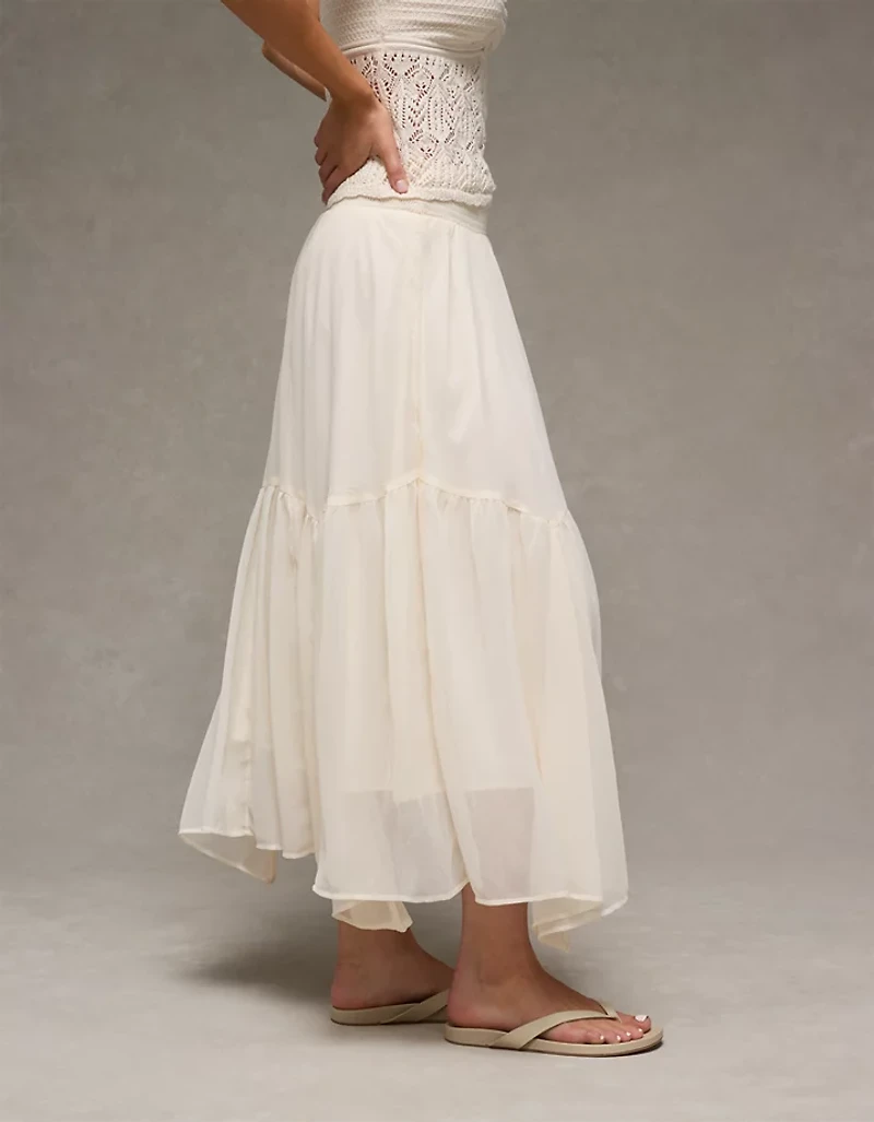 AE Smocked Handkerchief Hem Maxi Skirt