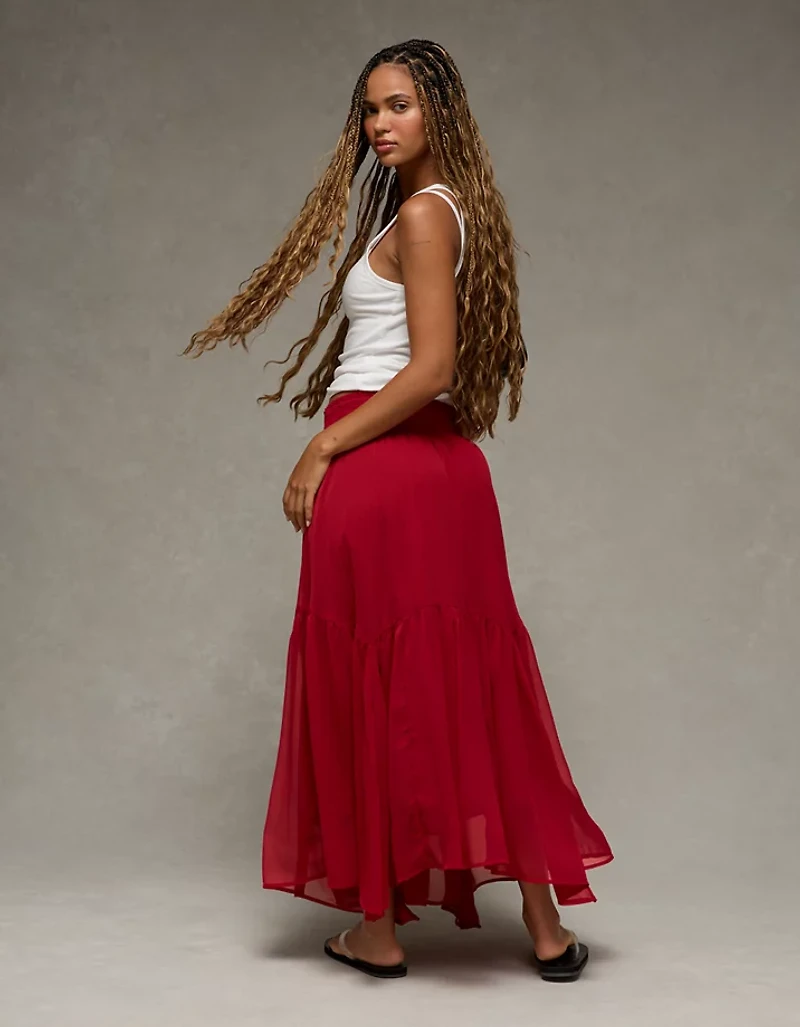 Robe longue à ourlet en pointes smocks AE