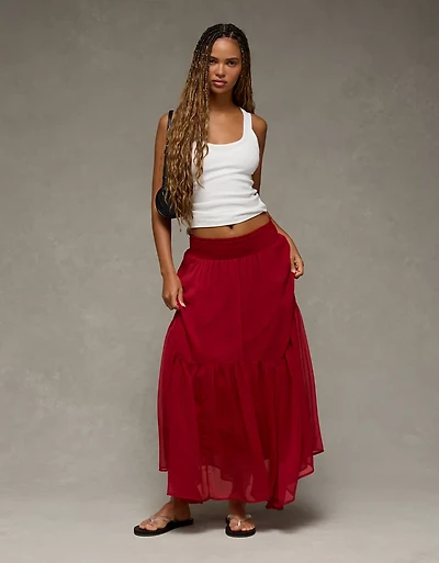 Robe longue à ourlet en pointes smocks AE