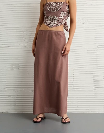 AE High-Waisted Linen-Blend Maxi Skirt