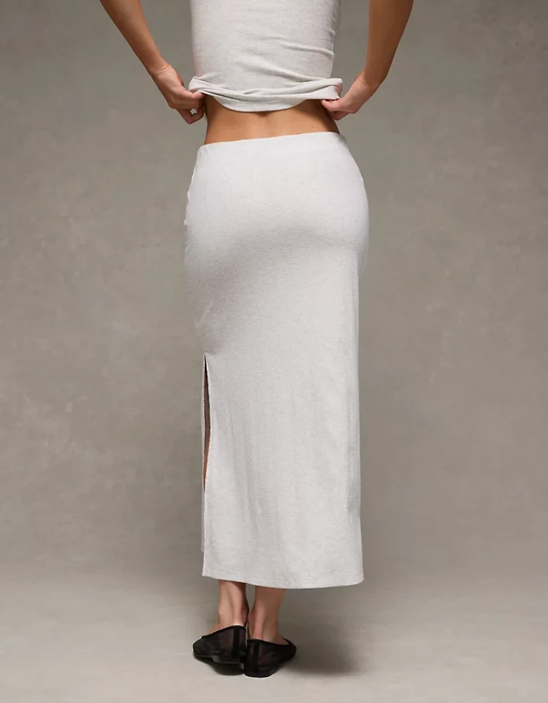 Jupe longue à taille haute en tricot côtelé AE