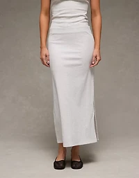 Jupe longue à taille haute en tricot côtelé AE