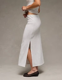Jupe longue à taille haute en tricot côtelé AE