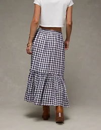 Jupe longue à taille haute en guingan AE