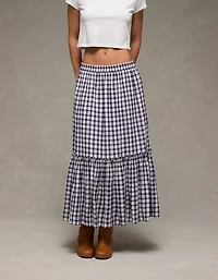 Jupe longue à taille haute en guingan AE
