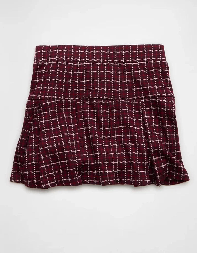 Jupe-short à carreaux en tricot tendance plissée taille basse AE