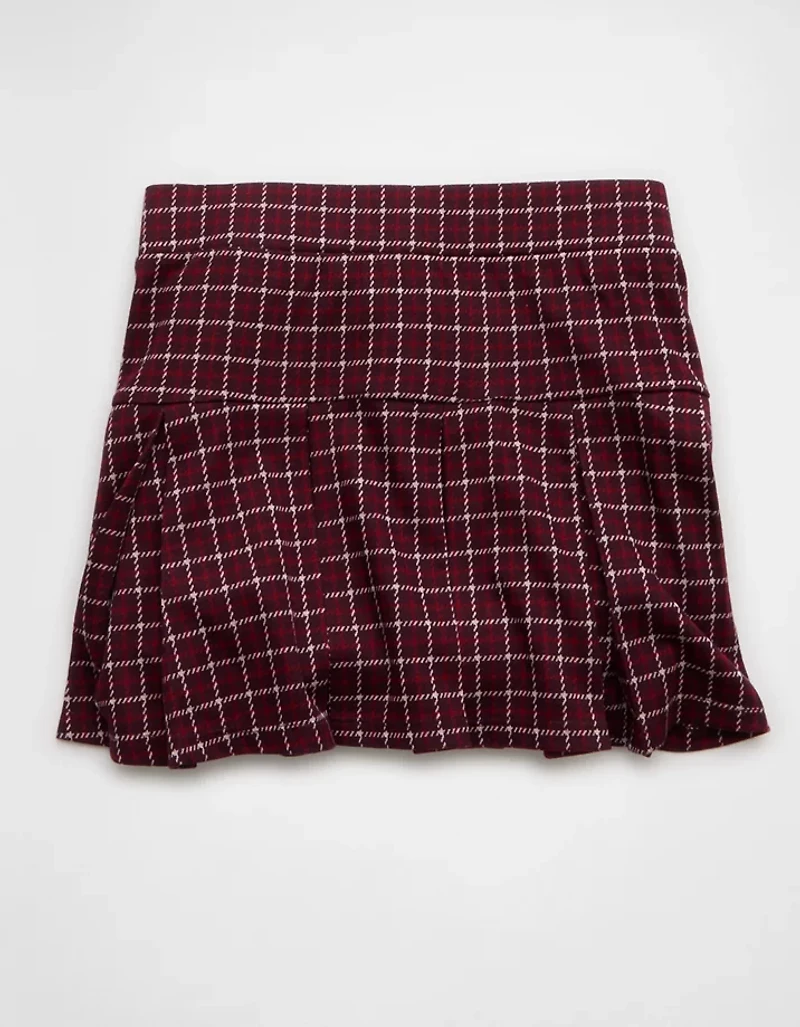 Jupe-short à carreaux en tricot tendance plissée taille basse AE