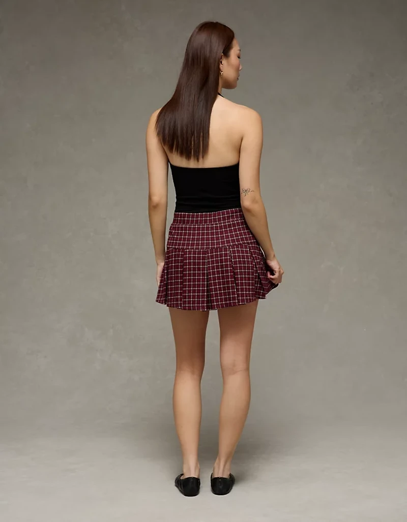 Jupe-short à carreaux en tricot tendance plissée taille basse AE