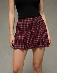 Jupe-short à carreaux en tricot tendance plissée taille basse AE