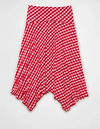 AE Mid-Rise Gingham Midi Skirt