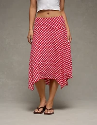 AE Mid-Rise Gingham Midi Skirt