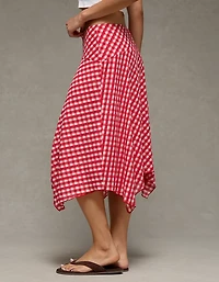 AE Mid-Rise Gingham Midi Skirt