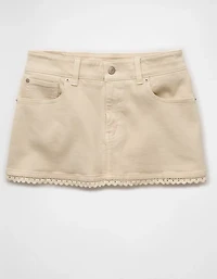 AE Stretch Low-Rise Crochet Denim Micro Skort