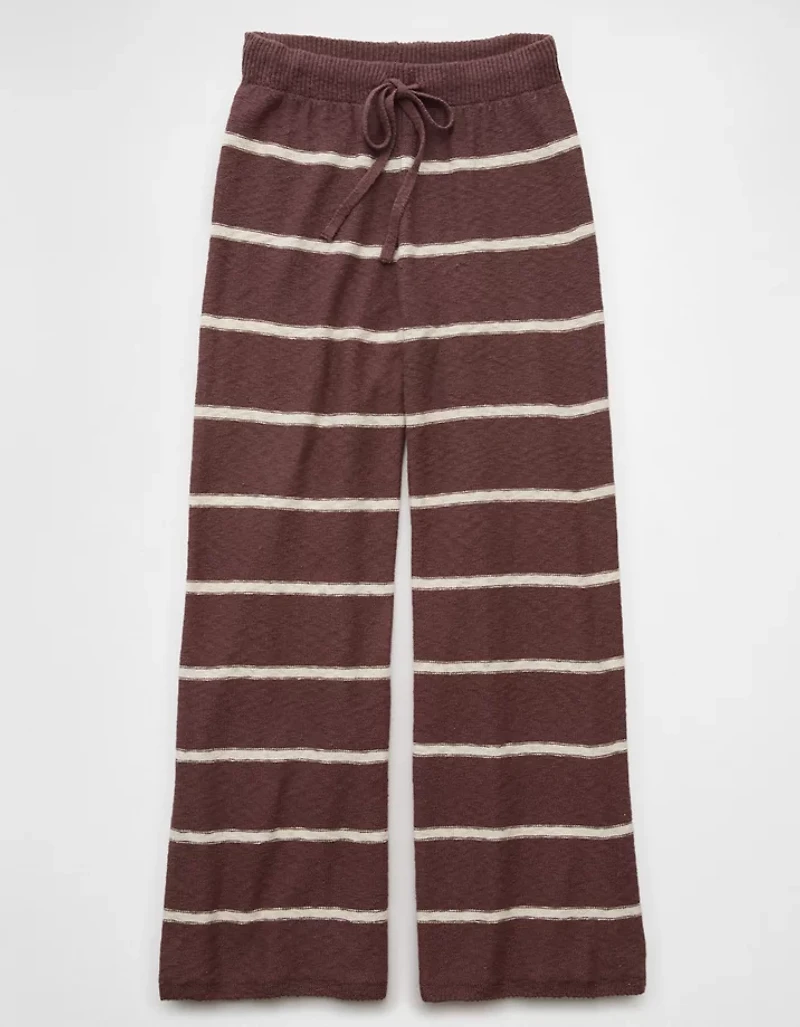 Pantalon rayé à jambe large en tricot AE