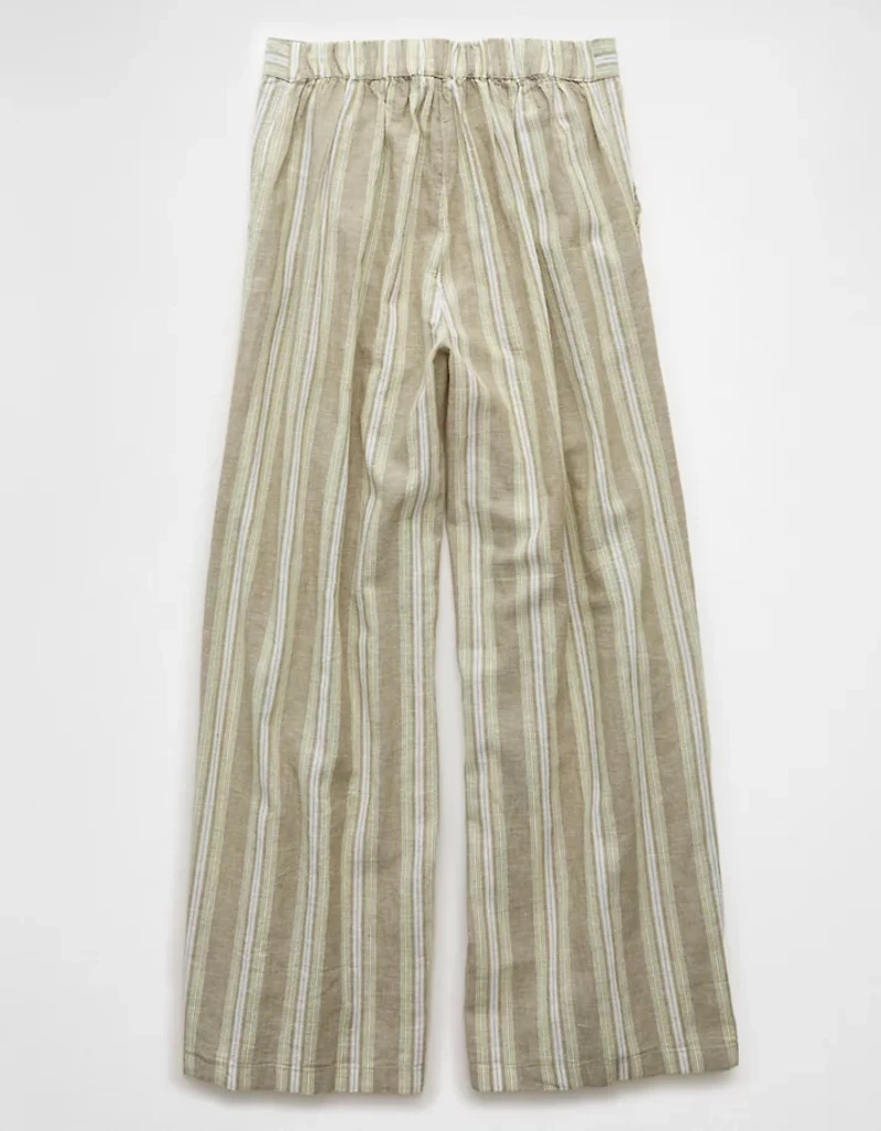 AE Linen-Blend High-Waisted Wide-Leg Pant
