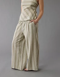 AE Linen-Blend High-Waisted Wide-Leg Pant