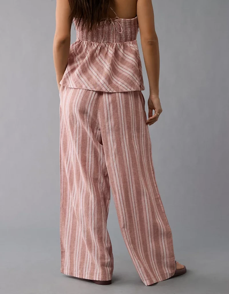AE Linen-Blend High-Waisted Wide-Leg Pant
