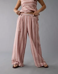 AE Linen-Blend High-Waisted Wide-Leg Pant