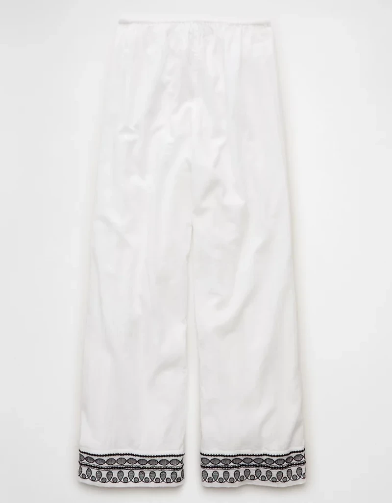 AE Stretch High-Waisted Embroidered Pull-On Pant