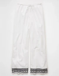Pantalon à ceinture élastique brodé taille haute extensible AE