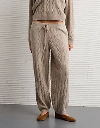 Pantalon en molleton à taille haute tricot torsadé AE