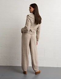 Pantalon en molleton à taille haute tricot torsadé AE