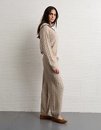 Pantalon en molleton à taille haute tricot torsadé AE