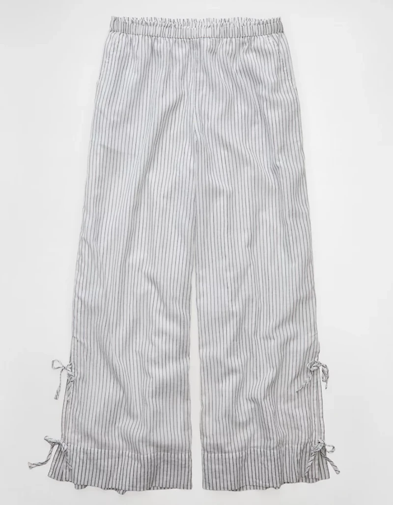 Pantalon à ceinture élastique noué sur le côté taille haute extensible AE
