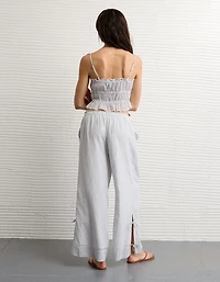 Pantalon à ceinture élastique noué sur le côté taille haute extensible AE